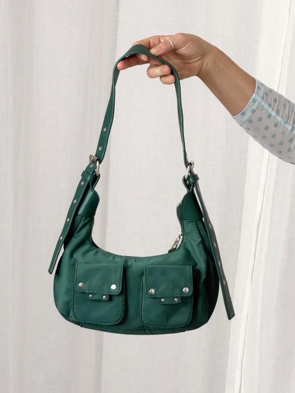 ✿ Cargo Pocket Utility Shoulder Bag • Núnoo Sally Recycled Nylon